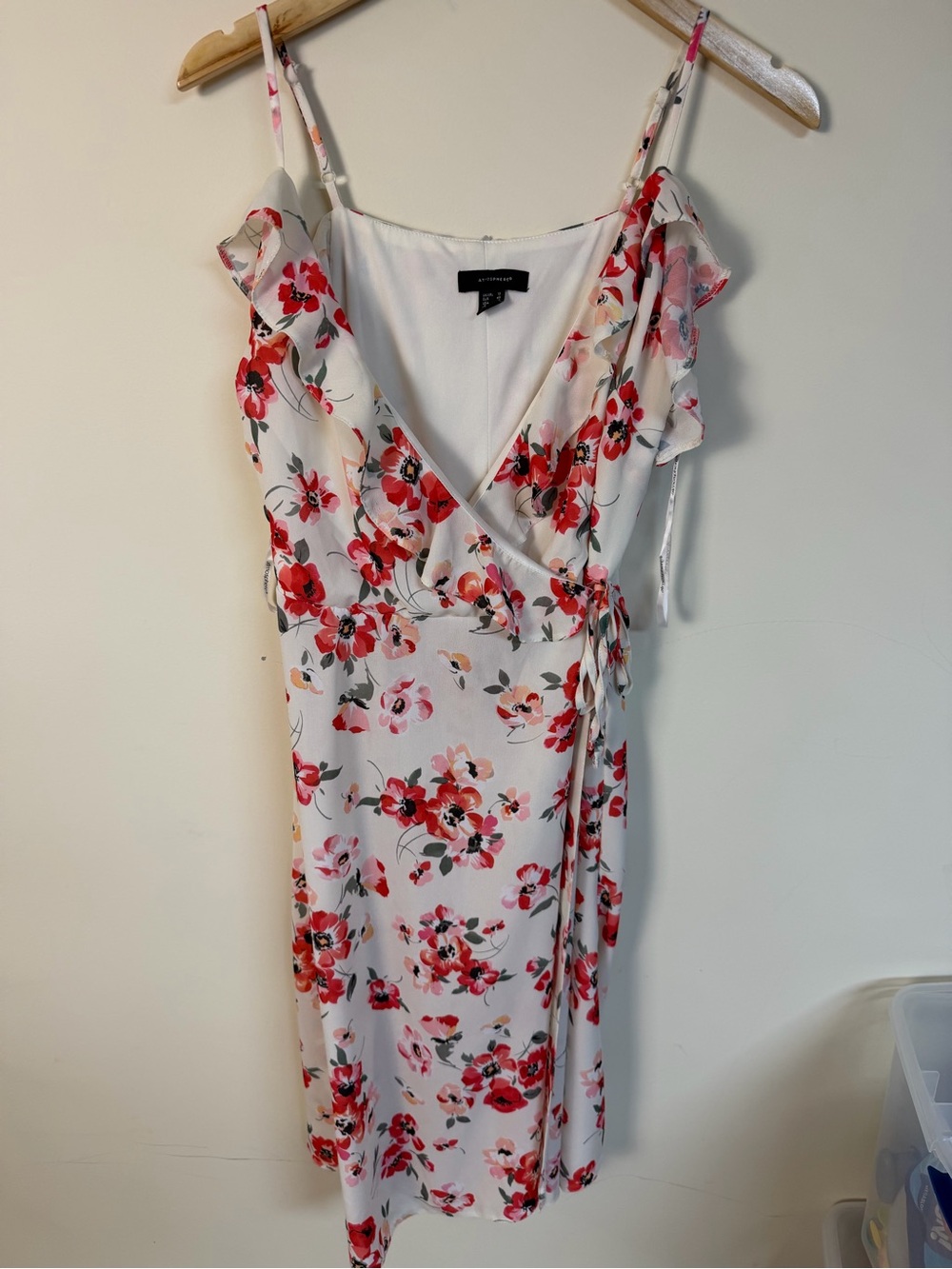 Atmosphere White Midi Wrap Dress with Red & Pink Floral Print
